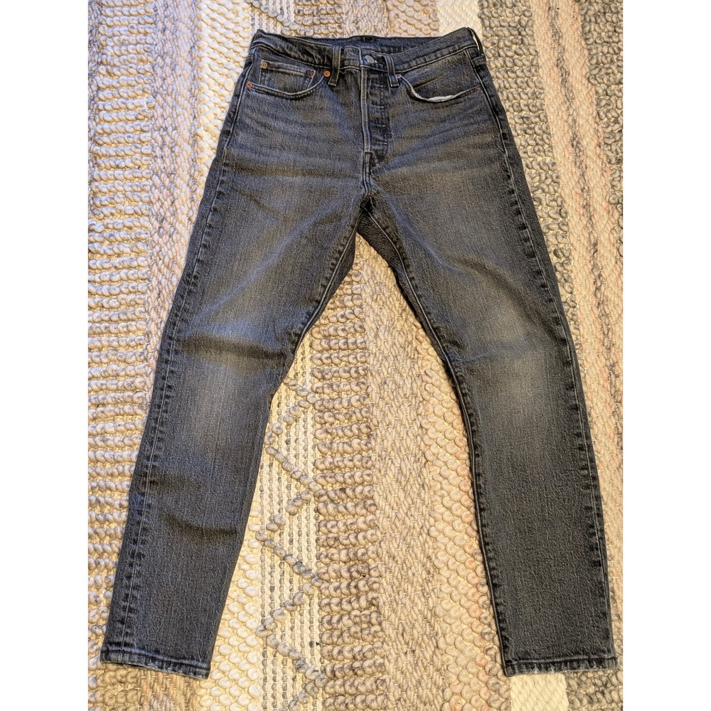 Levis 501 Jeans Womens 27x28 Charcoal Grey Washed Denim High Rise